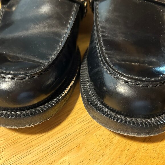 Authentic Burberry Marita Black Leather Silver-Tone Logo Engraved Loafer 39 US/9 - Picture 10 of 16